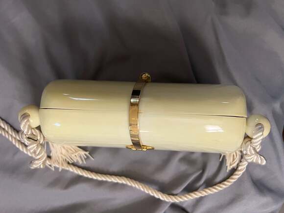 Vintage 1950s Cream Lucite Box Purse with Rope Tassel Strap - Picture 4 of 8